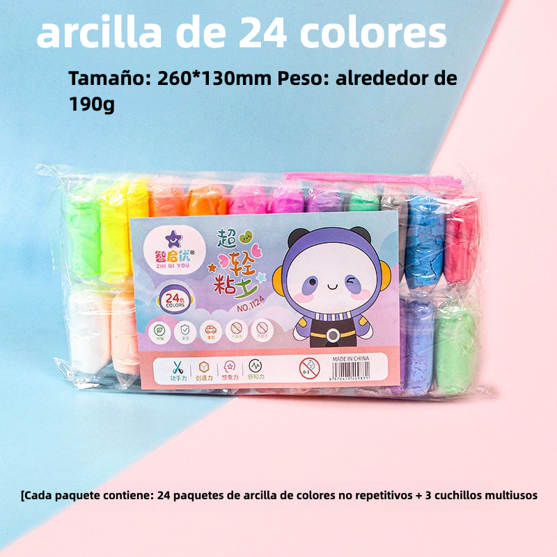 Arcilla de Modelado Ligera para Niños – Pack de 12, 24 o 36 Colores, Secado al Aire